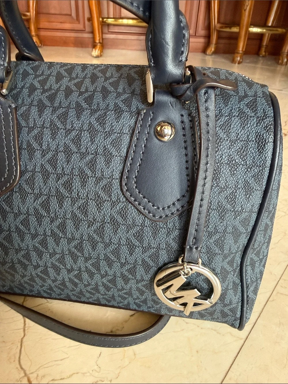 Michael Kors Navy Monogram Mini Satchel BRAND NEW